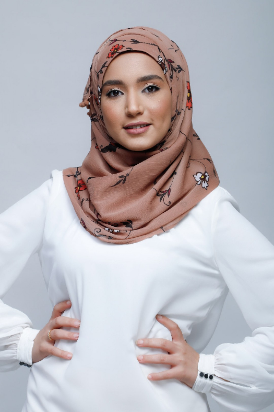 Blessings - Printed With Pompoms Crinkled Chiffon - Capshawl