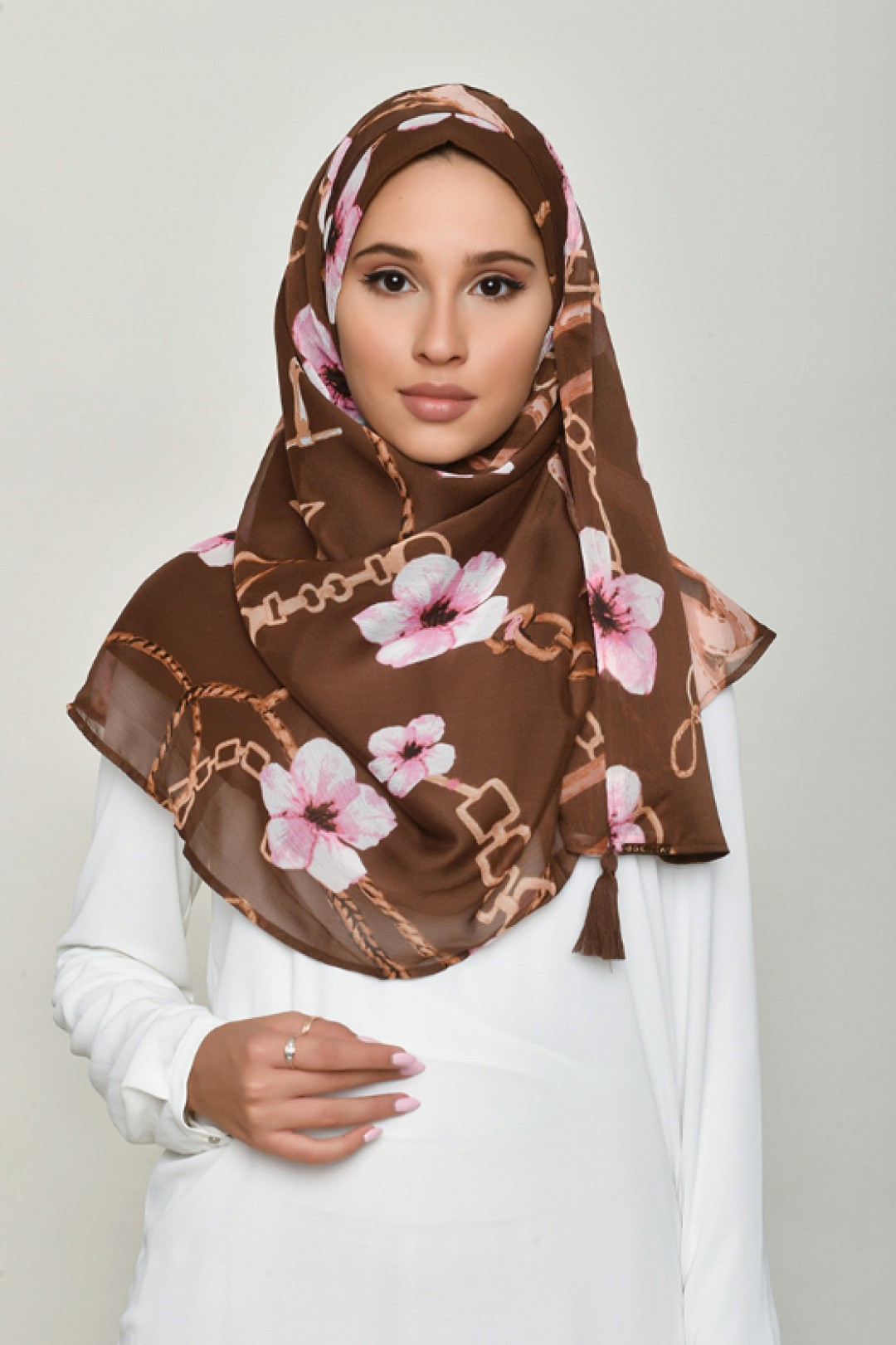 Blossom Brown - Printed Crinkled Chiffon