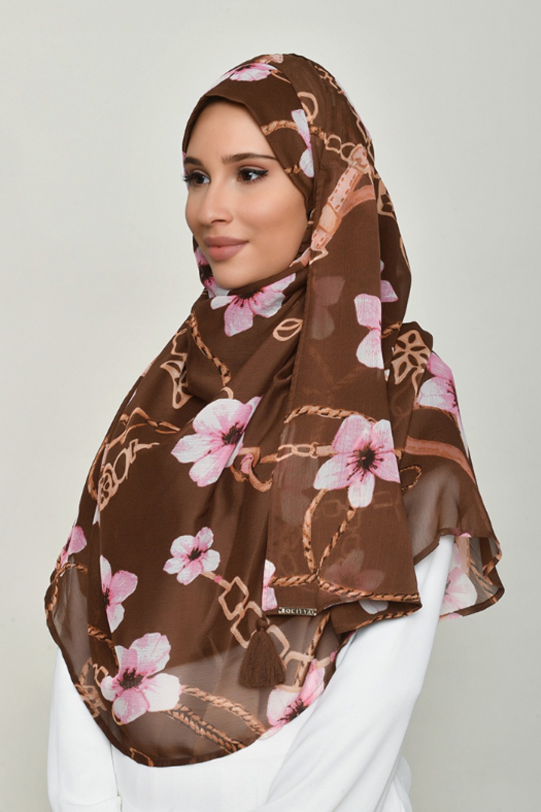 Blossom Brown - Printed Crinkled Chiffon