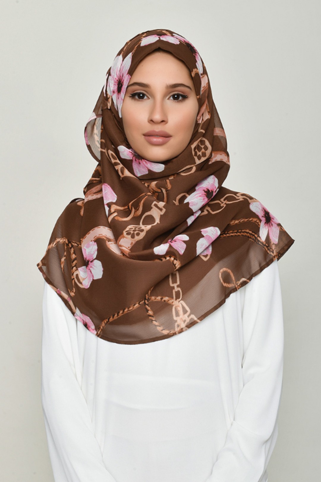 Blossom Brown - Printed Crinkled Chiffon