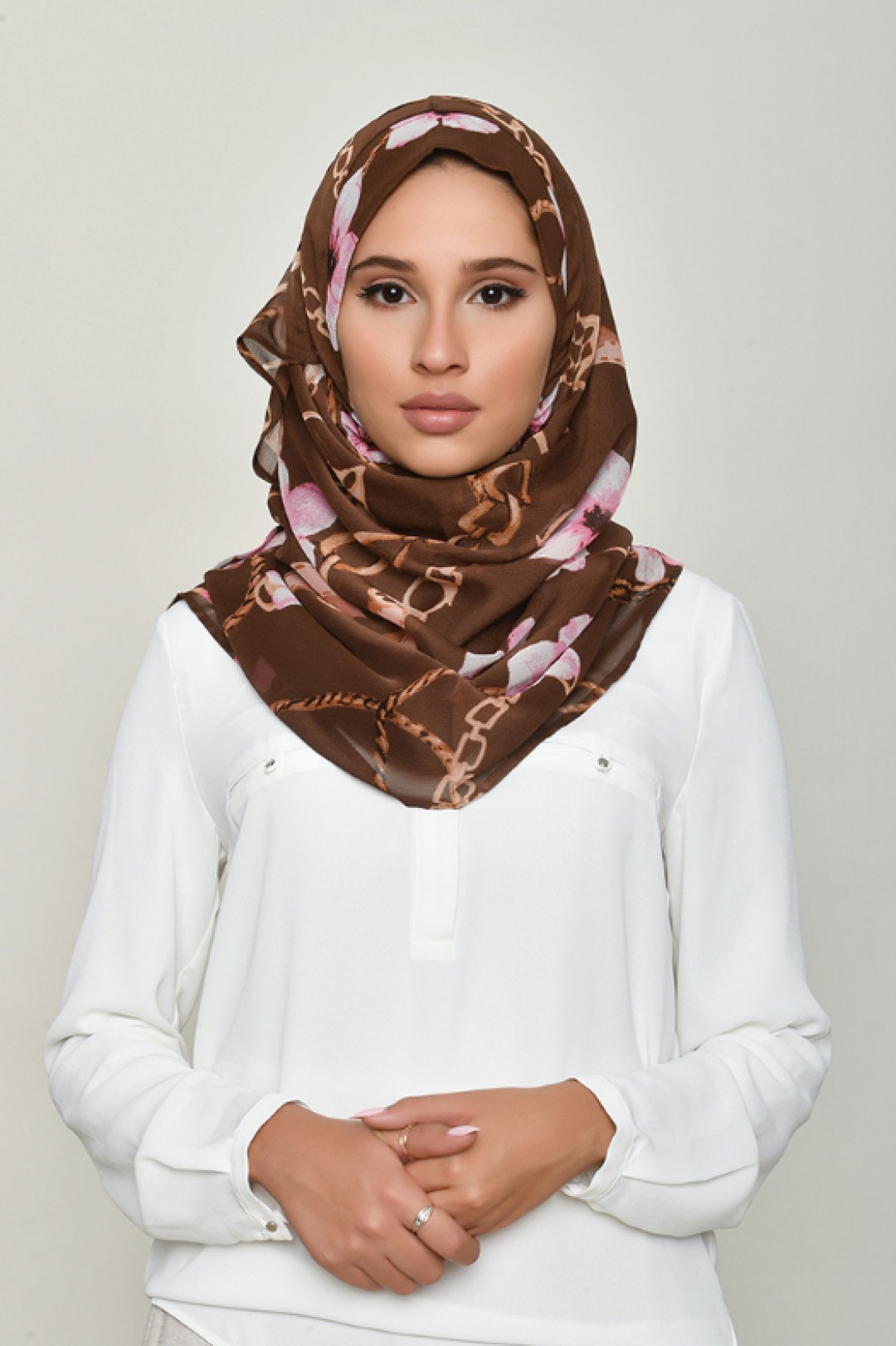 Blossom Brown - Printed Crinkled Chiffon