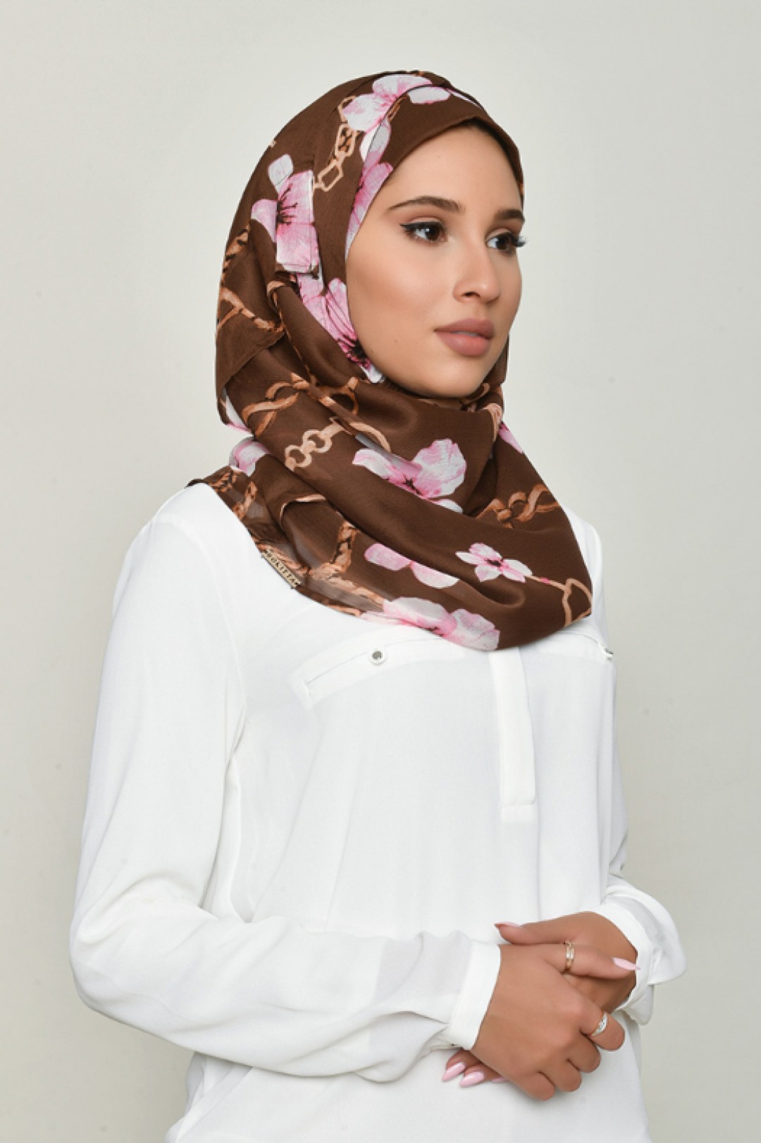 Blossom Brown - Printed Crinkled Chiffon