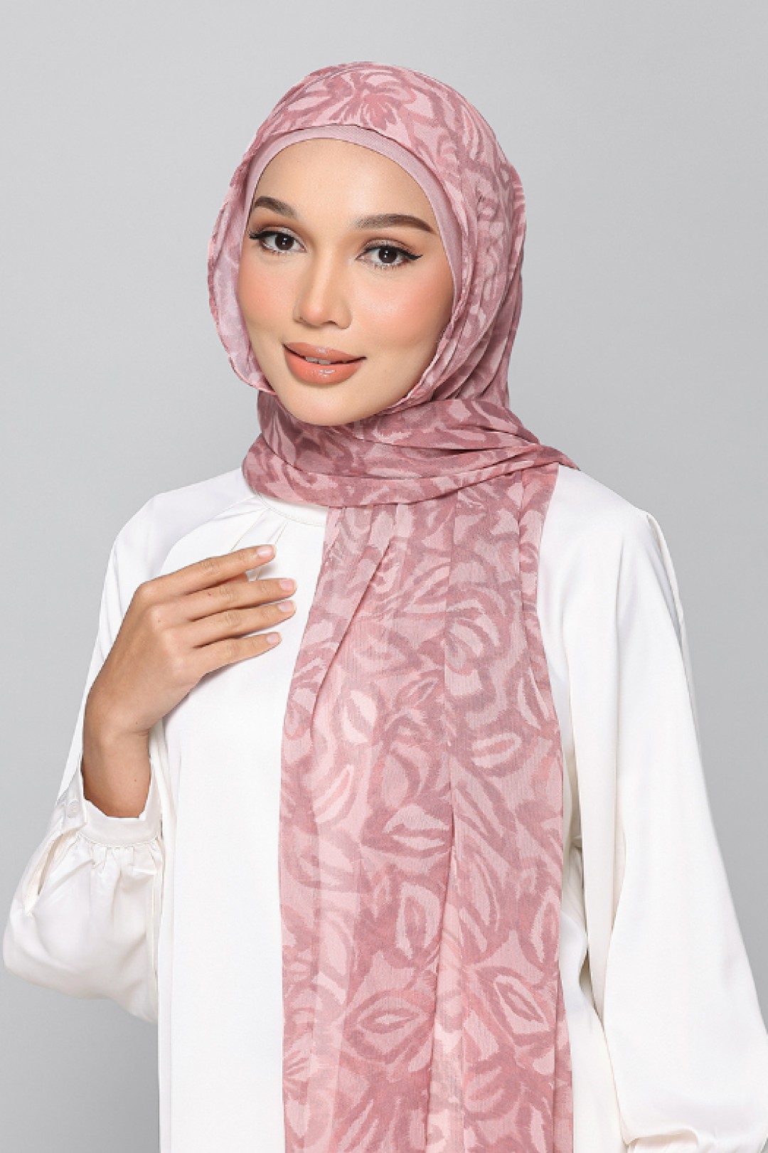 Blushwood Leaf - Printed Plus Crinkled Chiffon