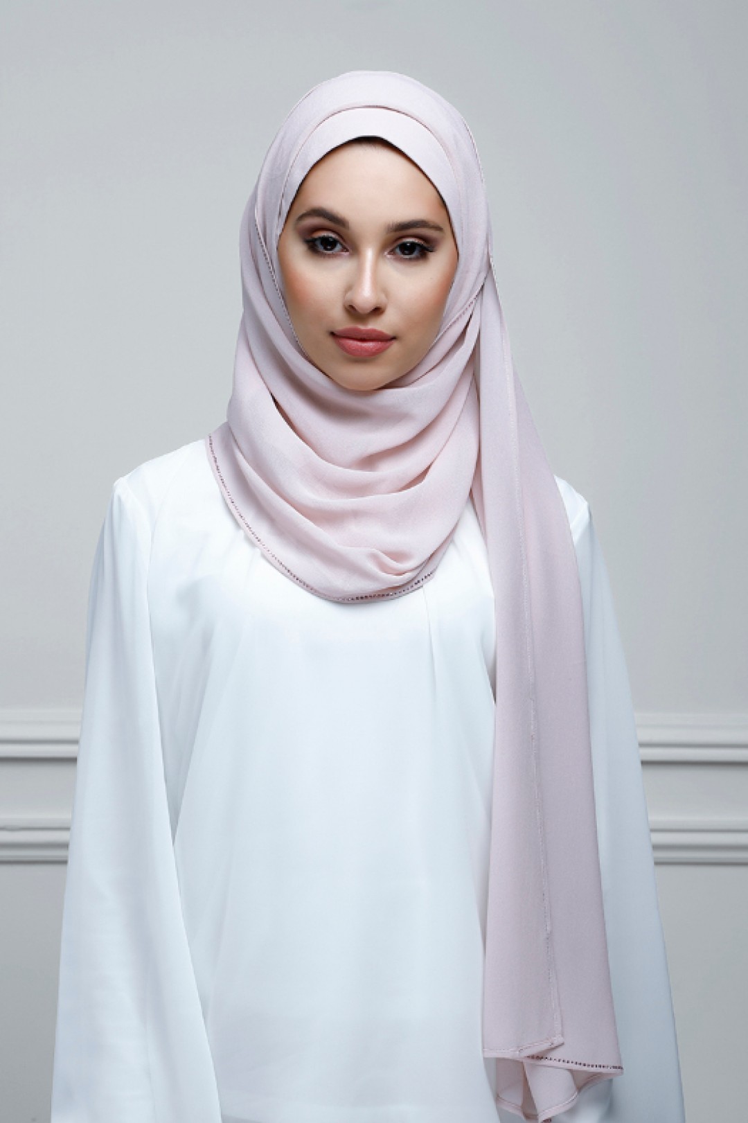 Bridal Pink - Plain With Crystals Georgette