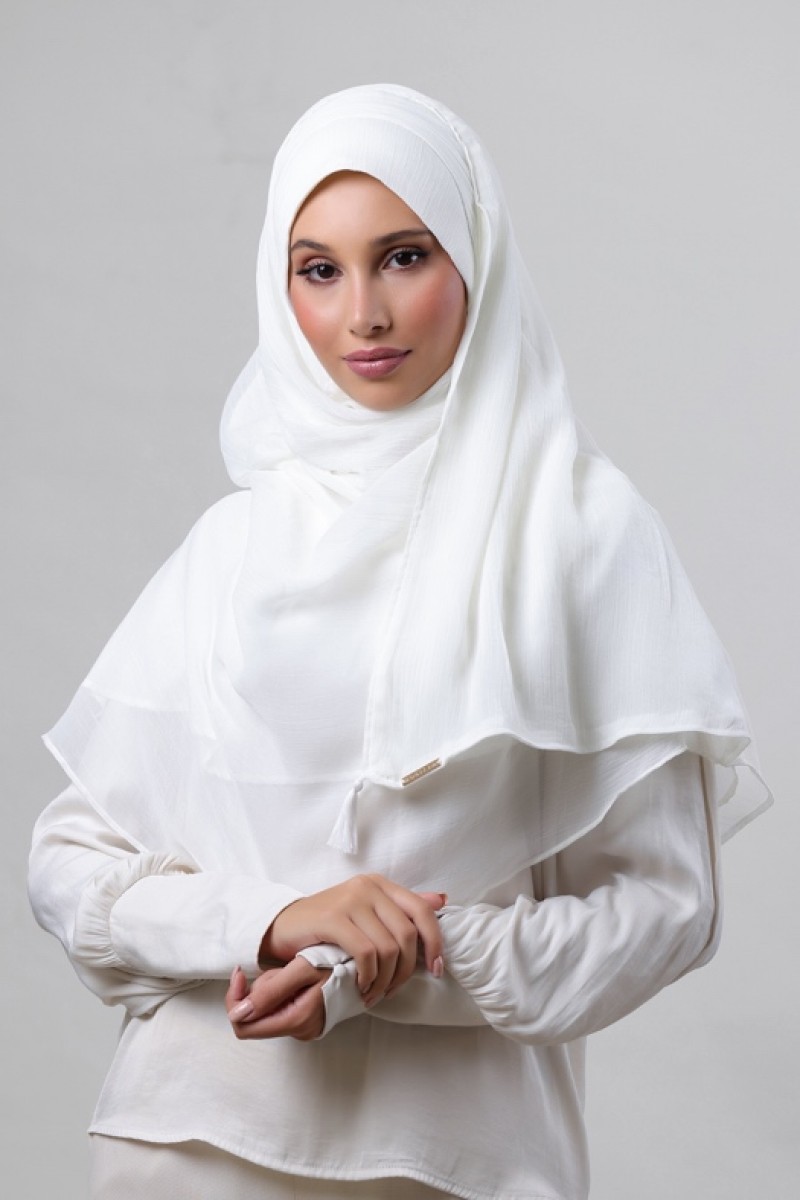 Bright White - Plain Crinkled Chiffon