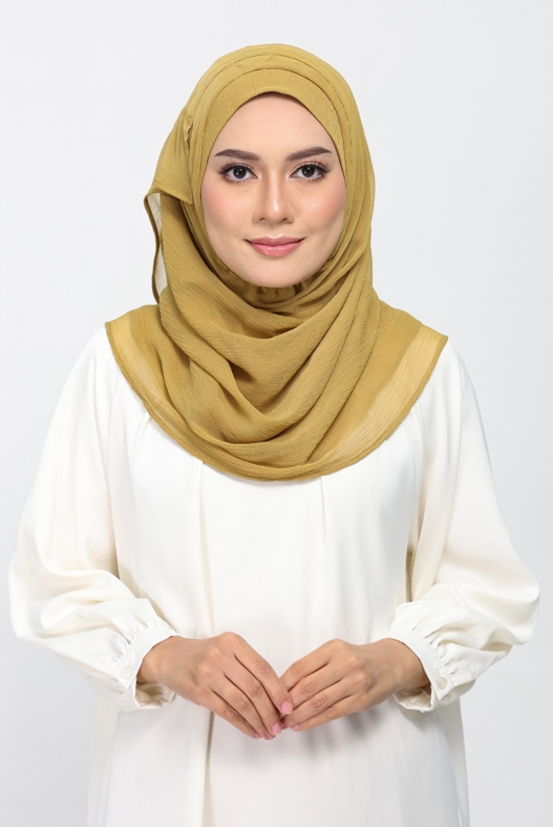 Bronze Mist - Plain Crinkled Chiffon