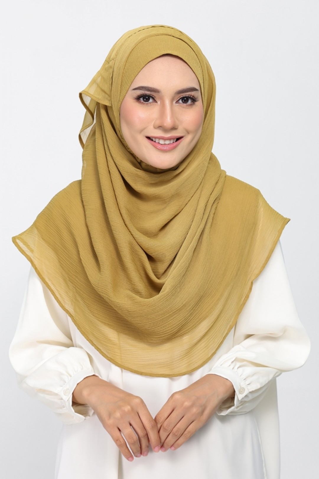 Bronze Mist - Plain Crinkled Chiffon