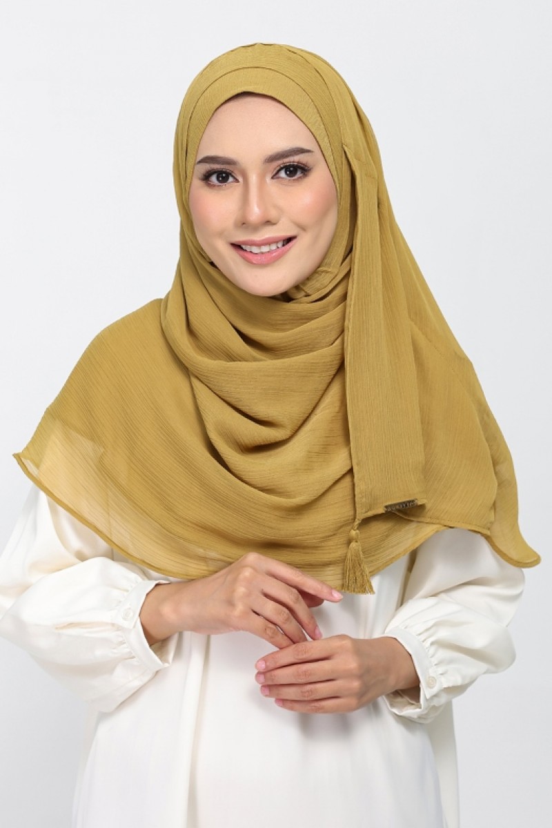 Bronze Mist - Plain Crinkled Chiffon