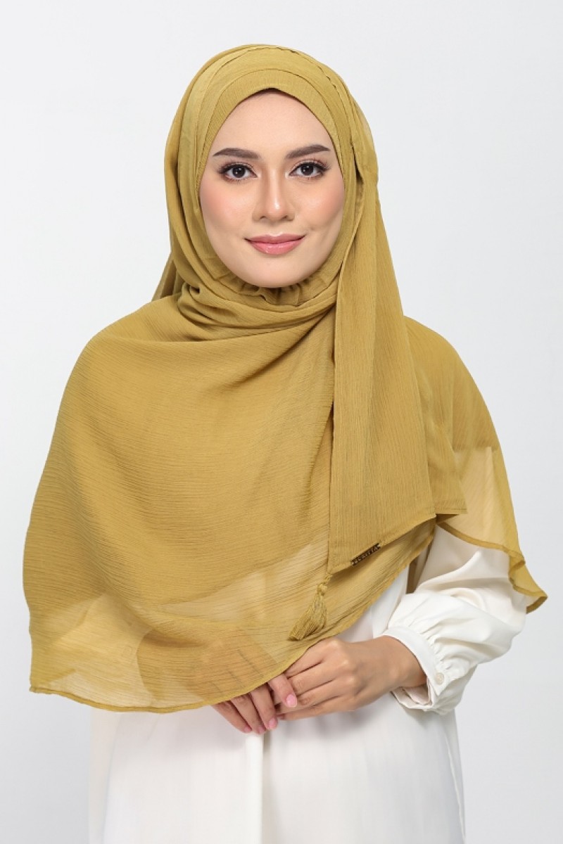 Bronze Mist - Plain Crinkled Chiffon