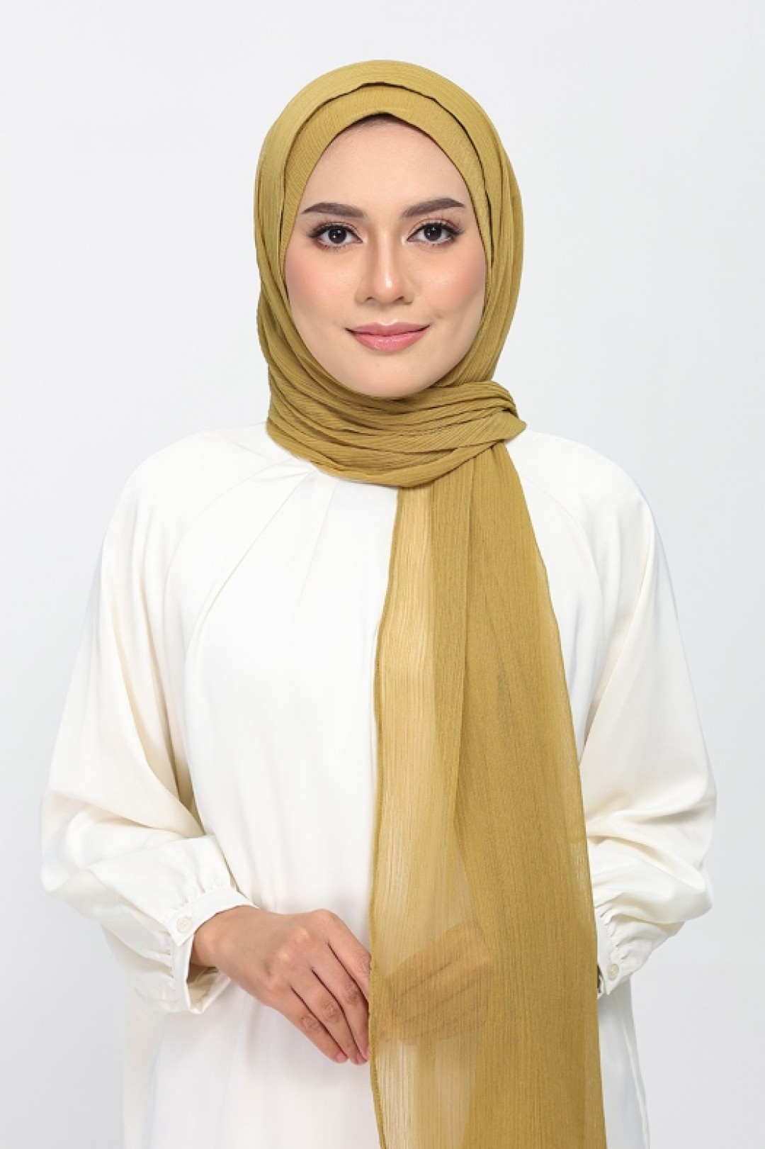 Bronze Mist - Plain Crinkled Chiffon