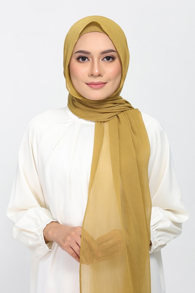 Bronze Mist - Plain Crinkled Chiffon