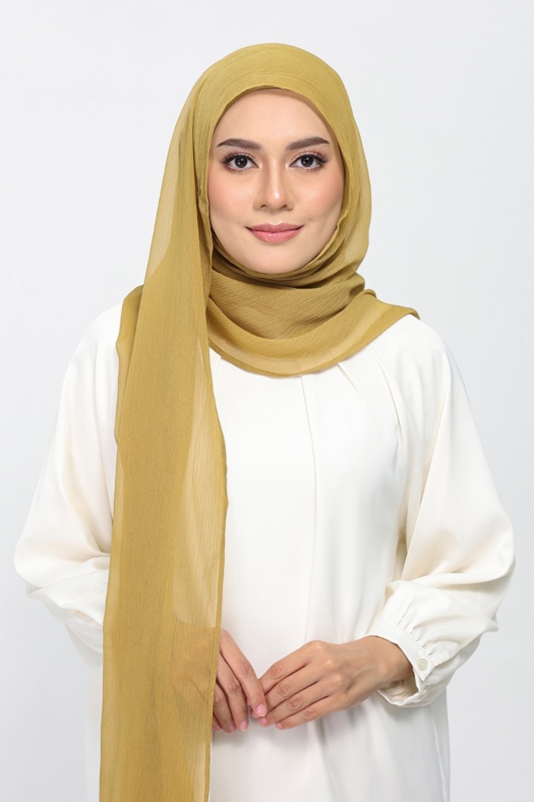 Bronze Mist - Plain Crinkled Chiffon