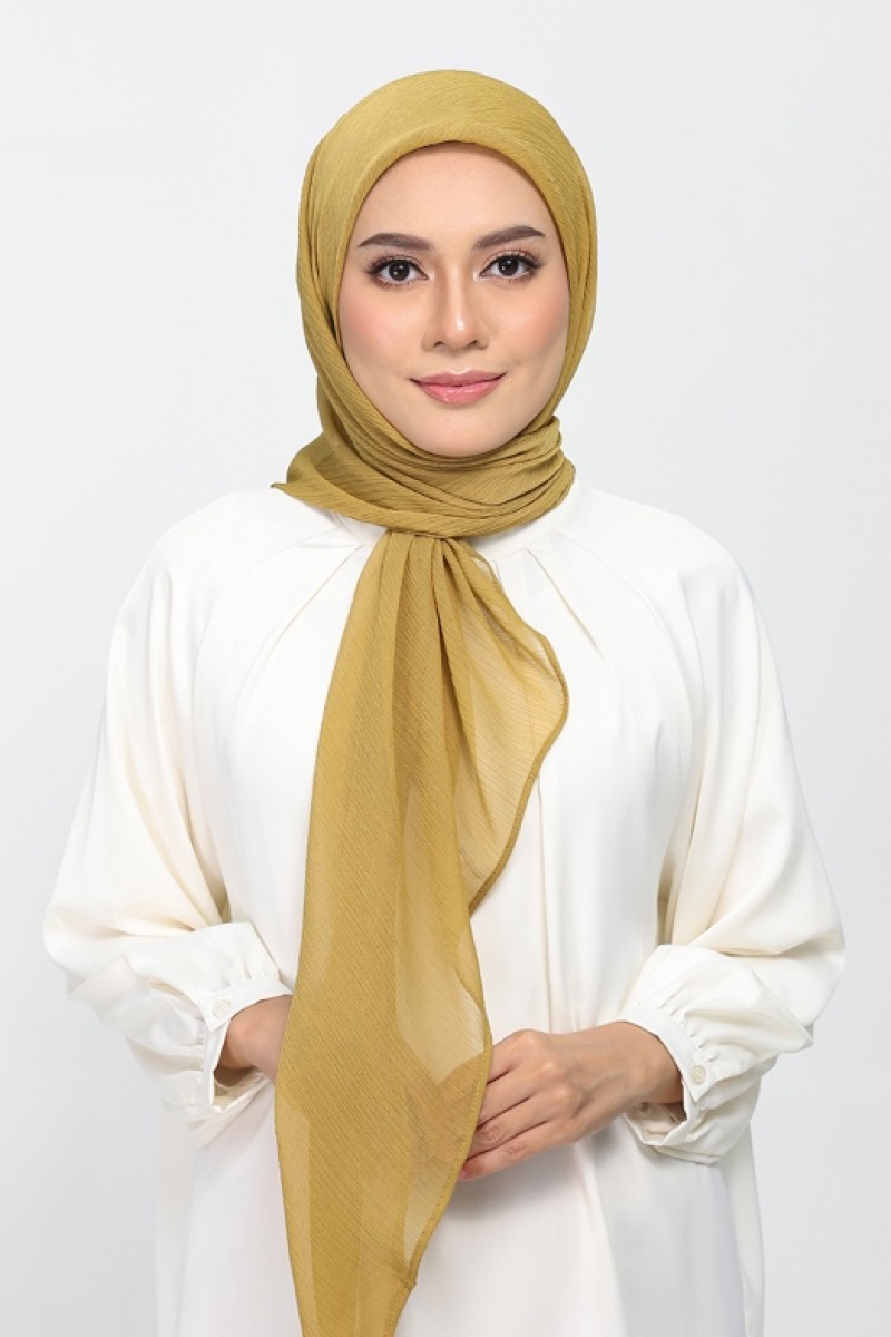 Bronze Mist - Plain Crinkled Chiffon
