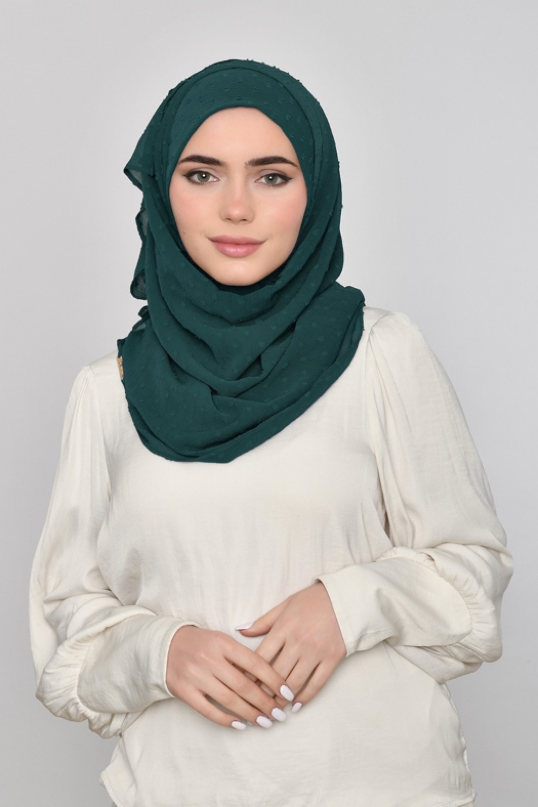 Emerald - Plain Mosaic Butti Chiffon