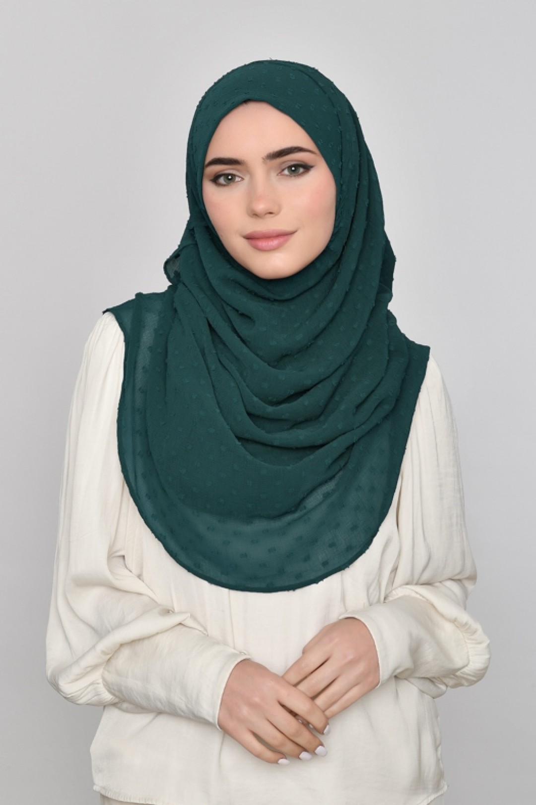 Emerald - Plain Mosaic Butti Chiffon