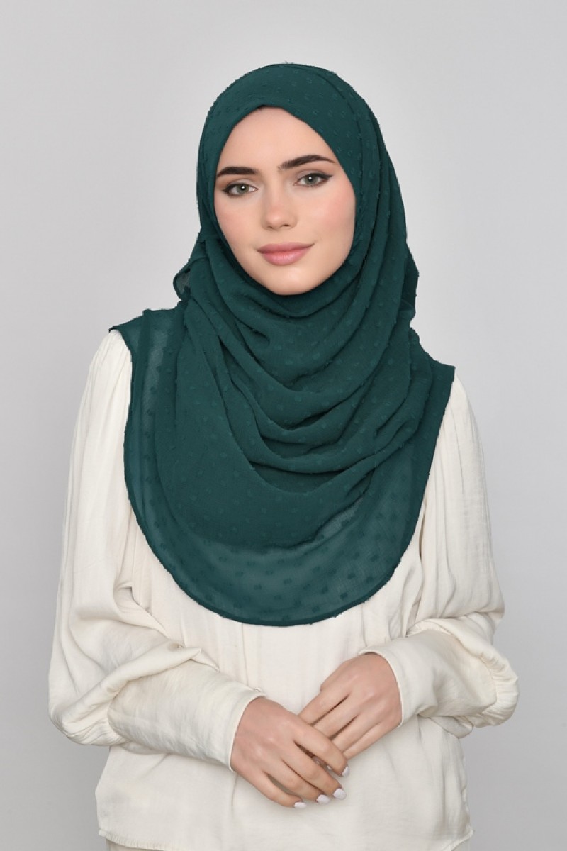 Emerald - Plain Mosaic Butti Chiffon