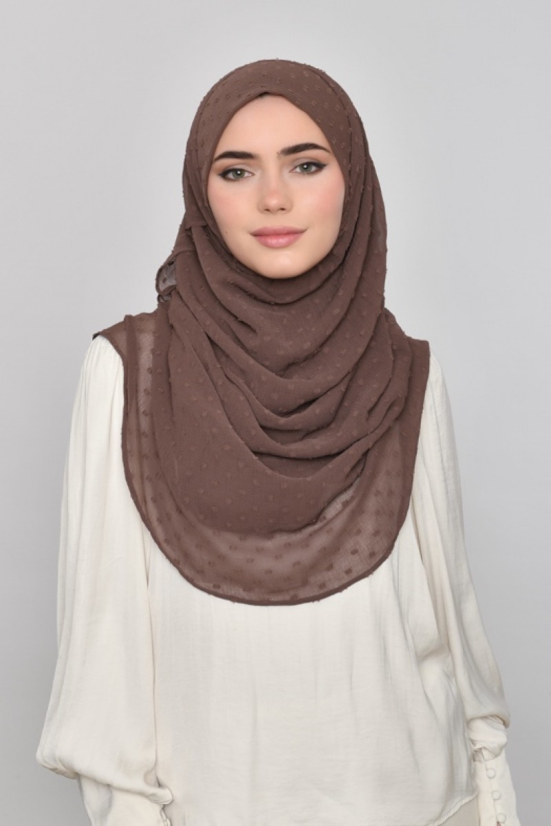 Chocolate - Plain Mosaic Butti Chiffon