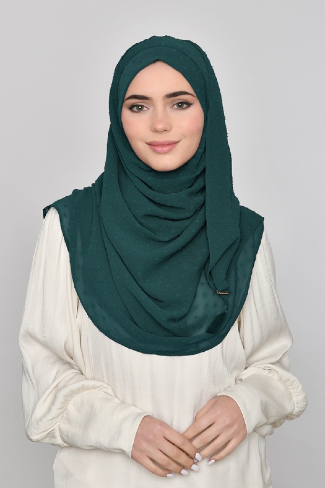 Emerald - Plain Mosaic Butti Chiffon