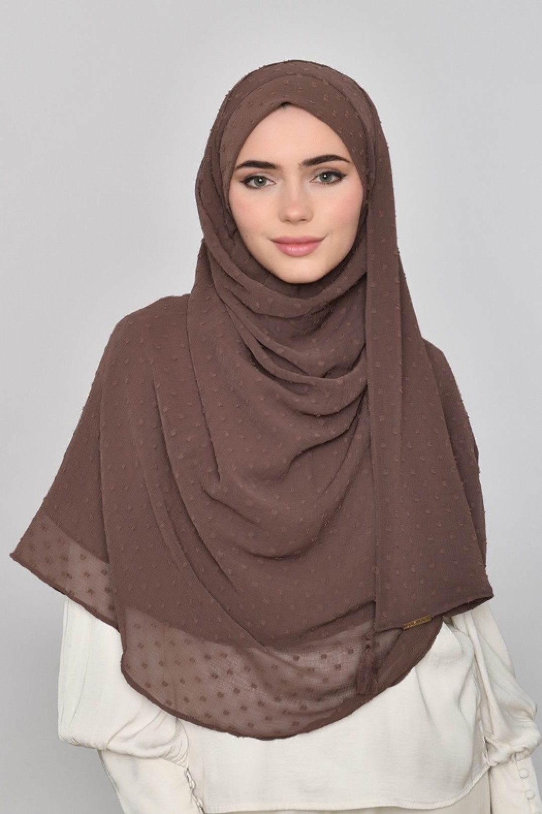 Chocolate - Plain Mosaic Butti Chiffon