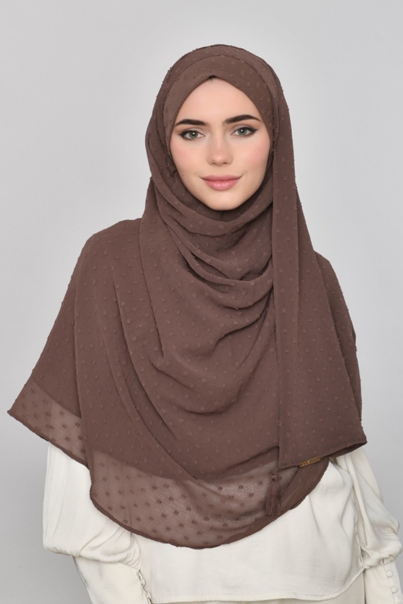 Chocolate - Plain Mosaic Butti Chiffon