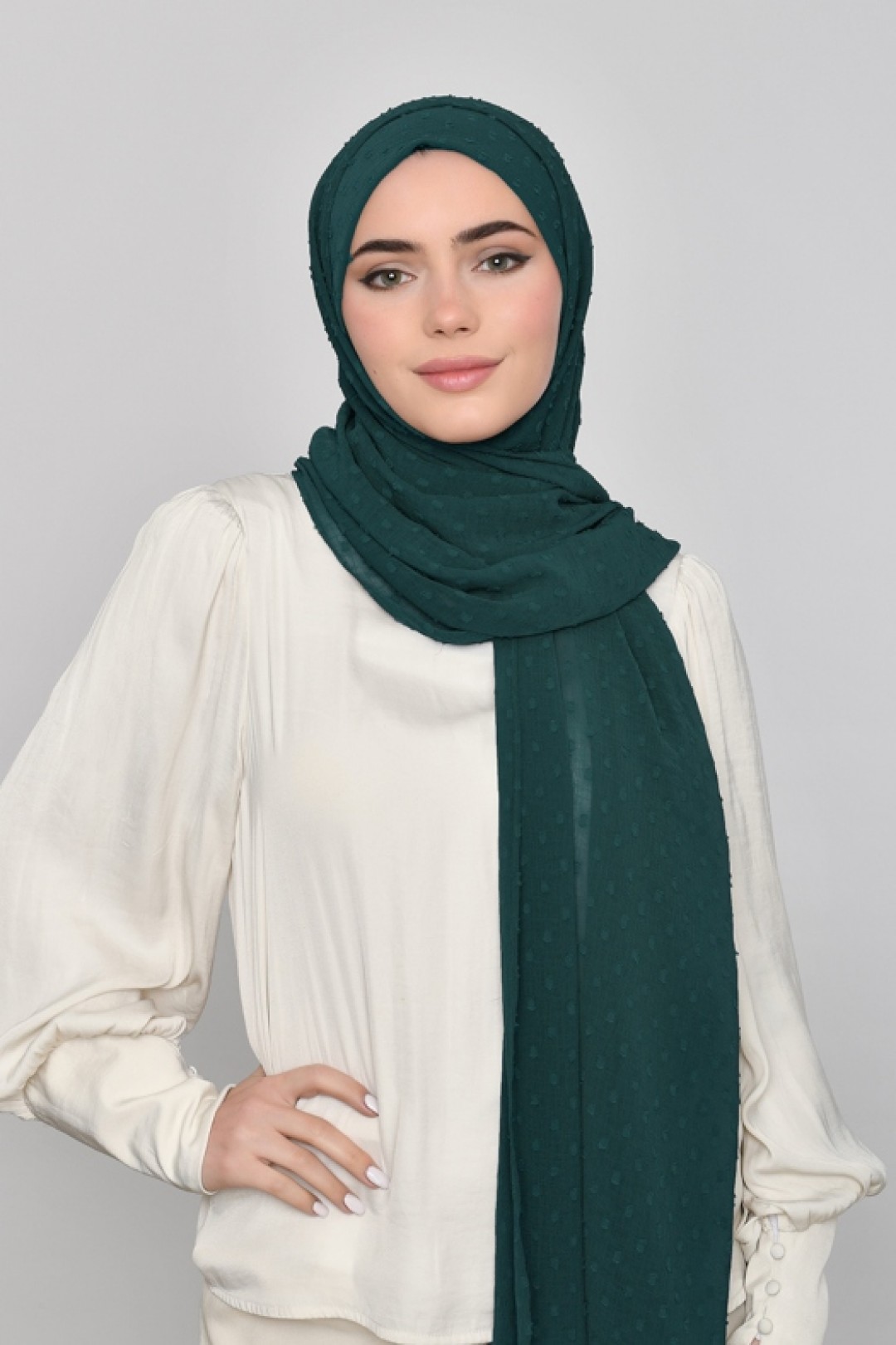 Emerald - Plain Mosaic Butti Chiffon