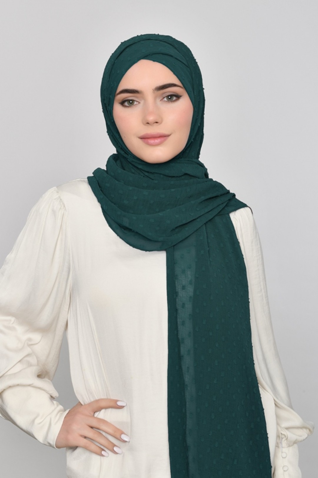 Emerald - Plain Mosaic Butti Chiffon