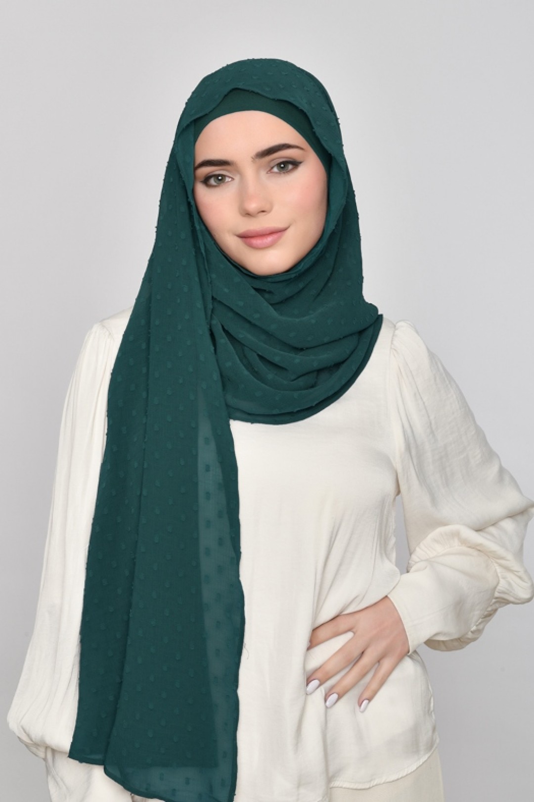 Emerald - Plain Mosaic Butti Chiffon
