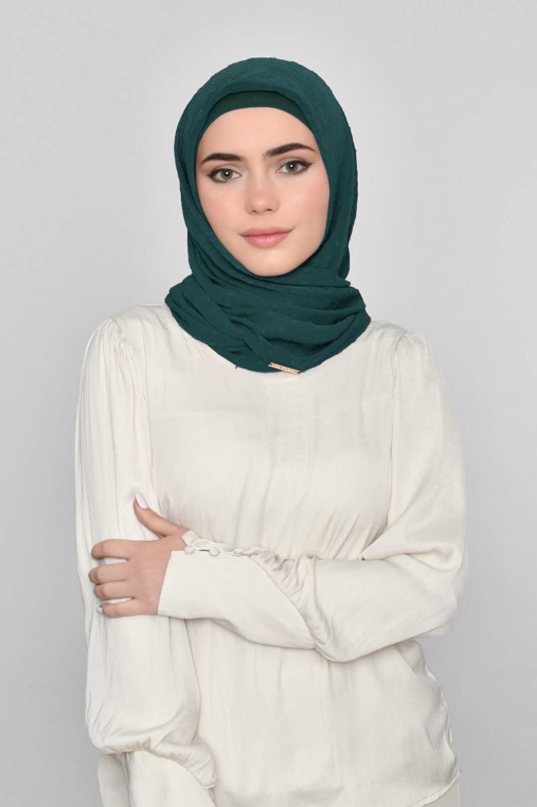 Emerald - Plain Mosaic Butti Chiffon
