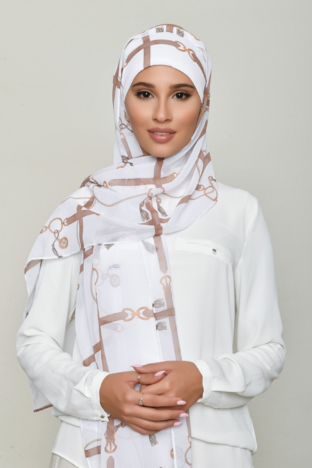Buckle White - Printed Georgette