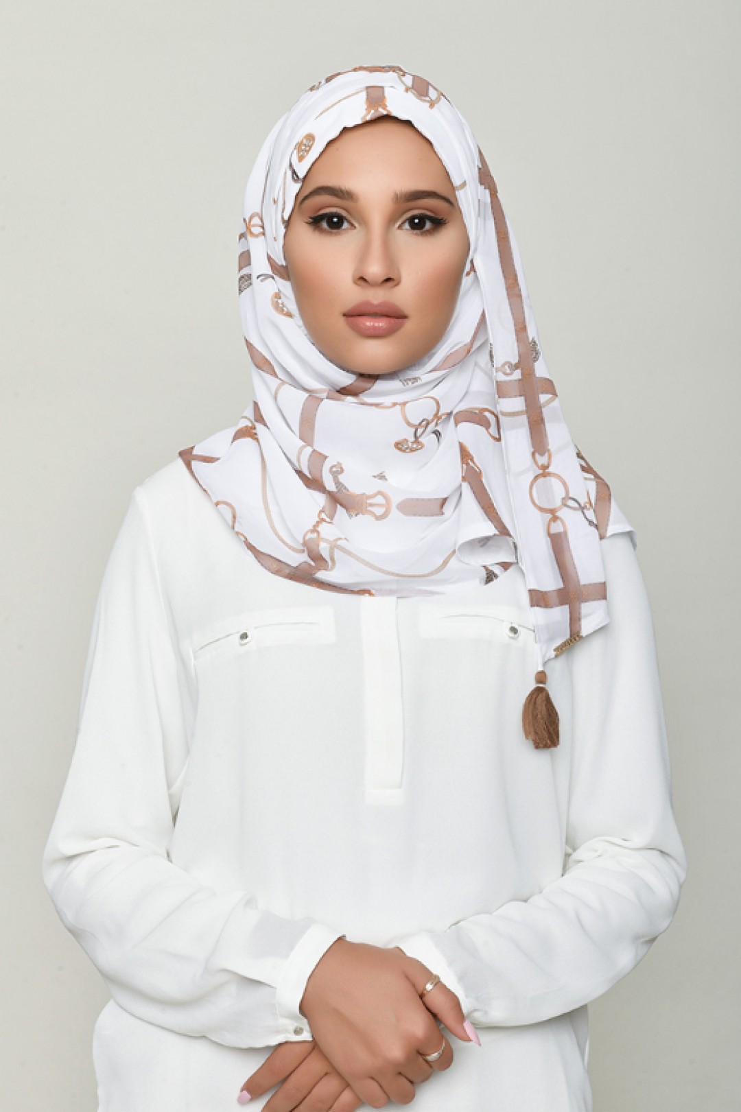 Buckle White - Printed Georgette