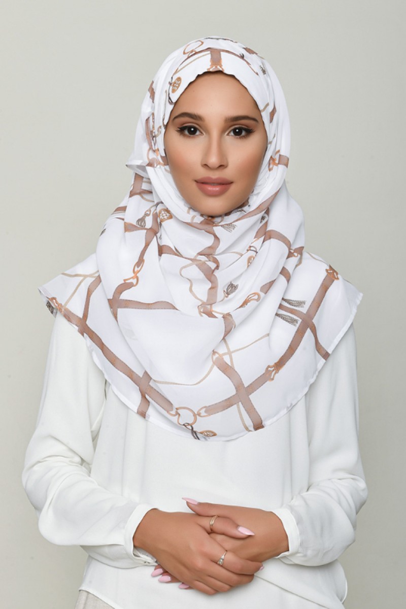 Buckle White - Printed Georgette