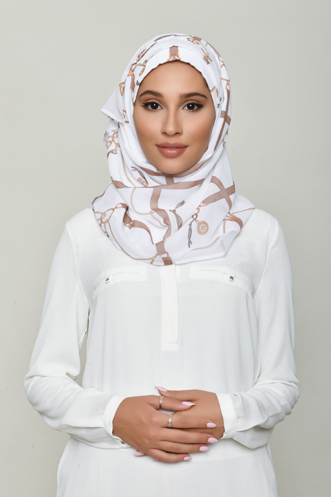 Buckle White - Printed Georgette