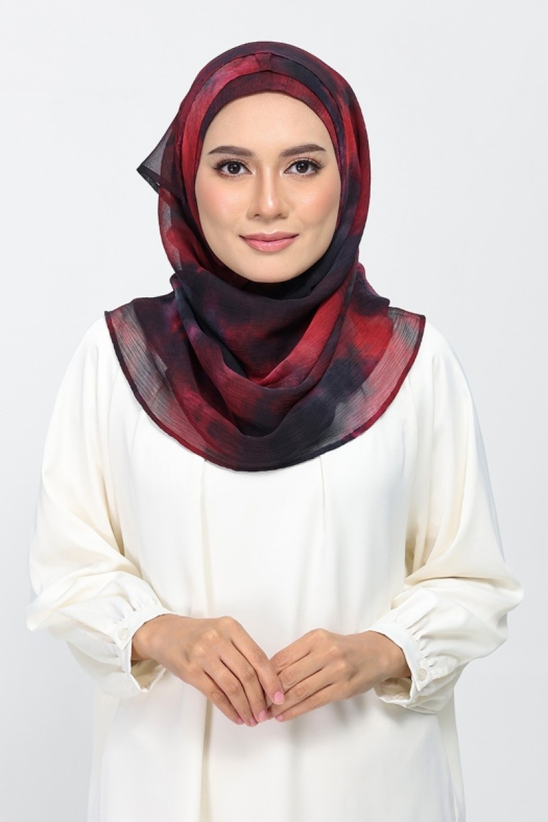 Burning Rose - Printed Plus Crinkled Chiffon