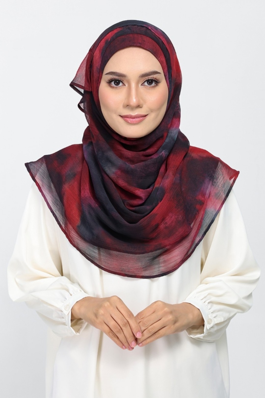 Burning Rose - Printed Plus Crinkled Chiffon
