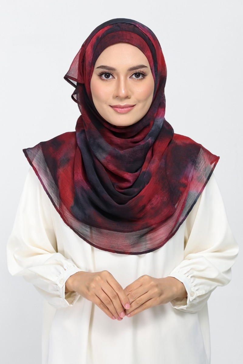 Burning Rose - Printed Plus Crinkled Chiffon
