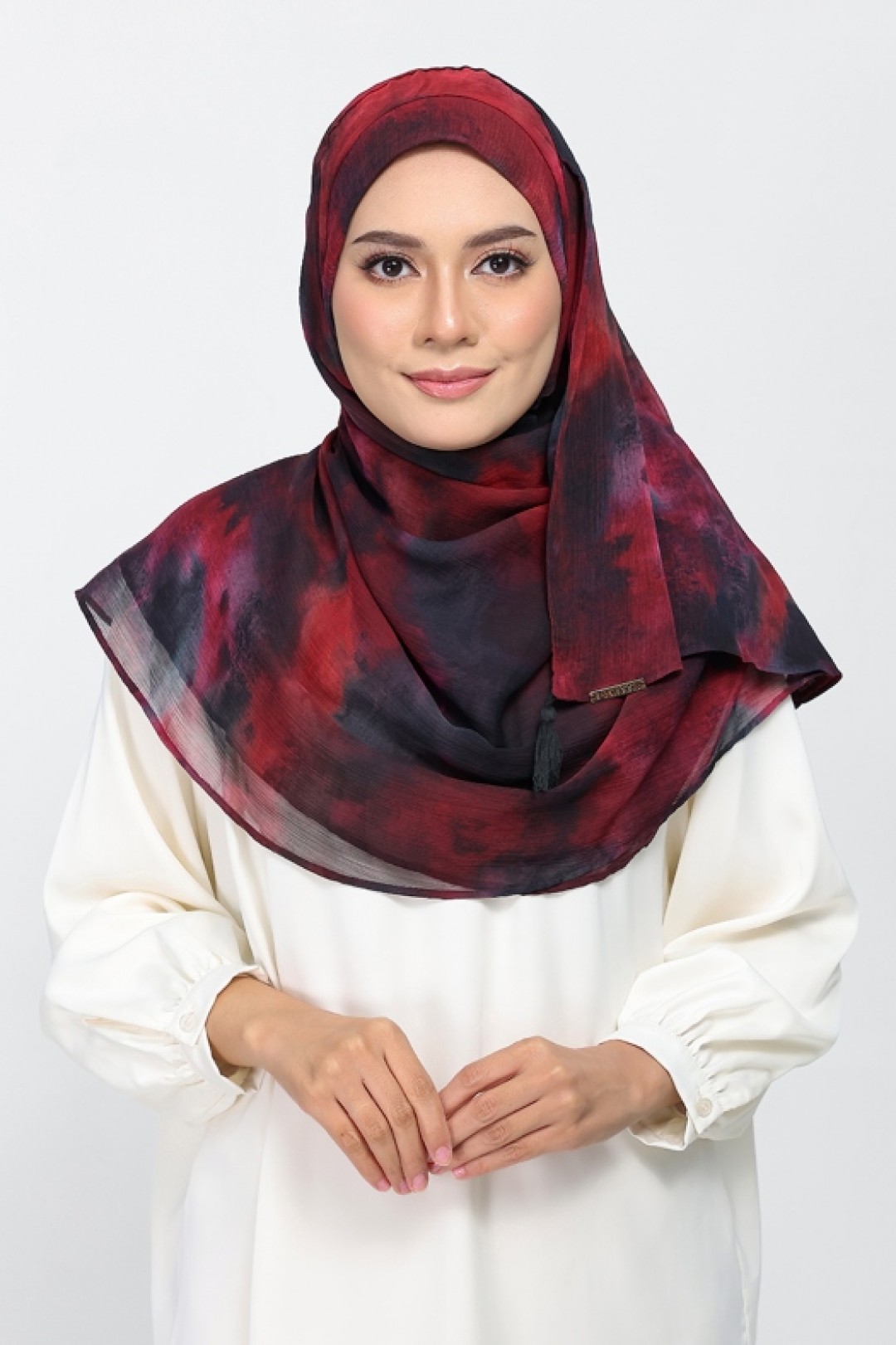Burning Rose - Printed Plus Crinkled Chiffon