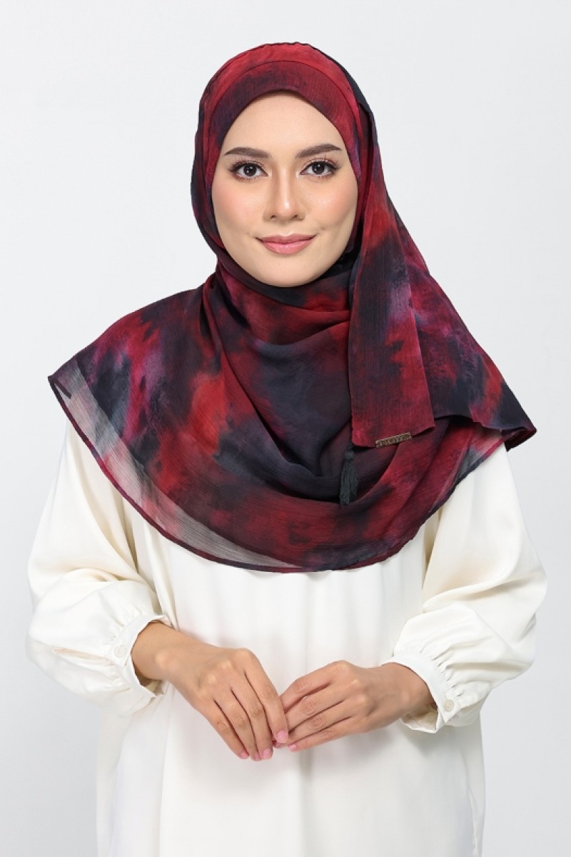 Burning Rose - Printed Plus Crinkled Chiffon