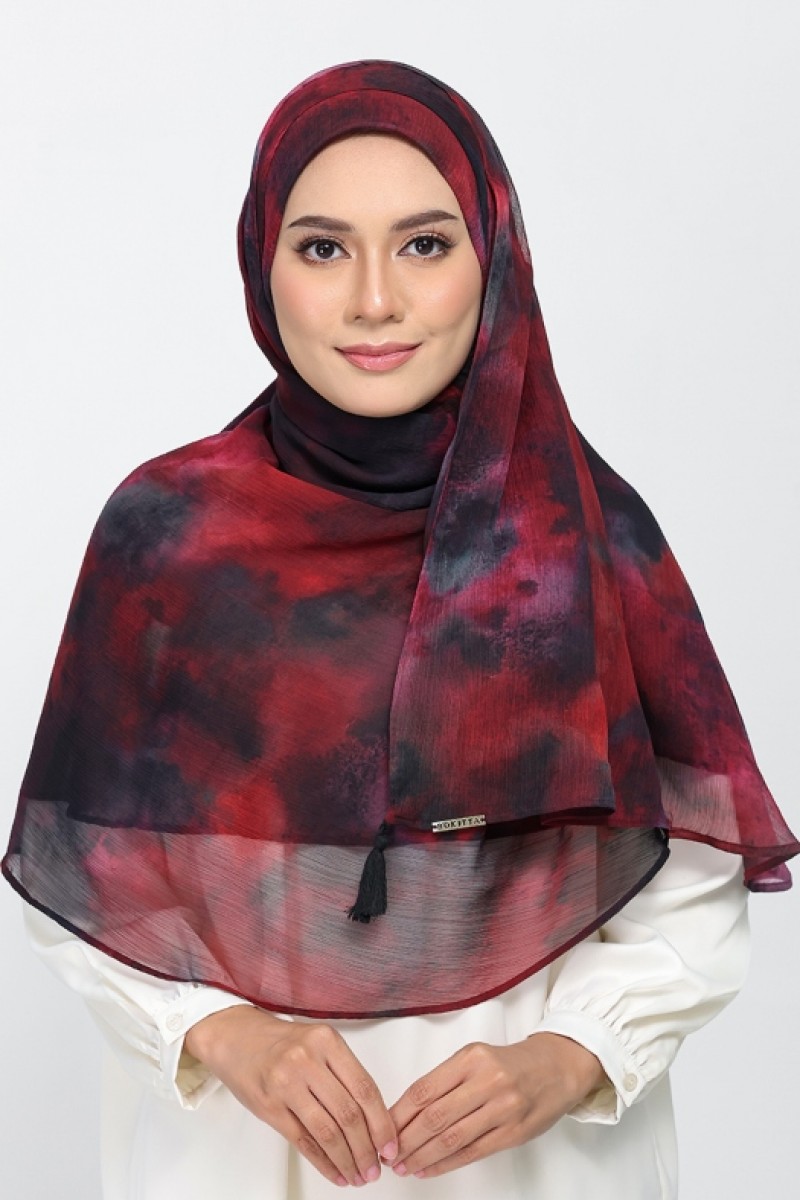 Burning Rose - Printed Plus Crinkled Chiffon