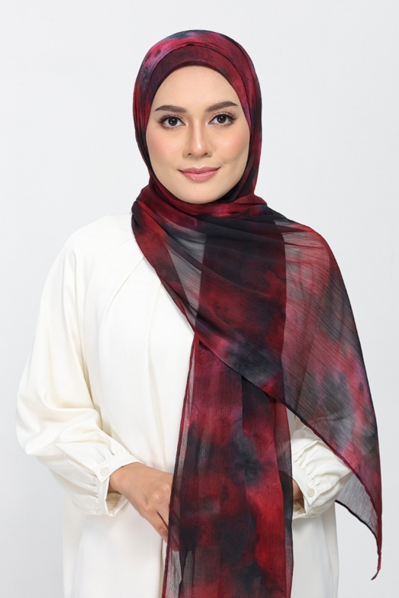 Burning Rose - Printed Plus Crinkled Chiffon