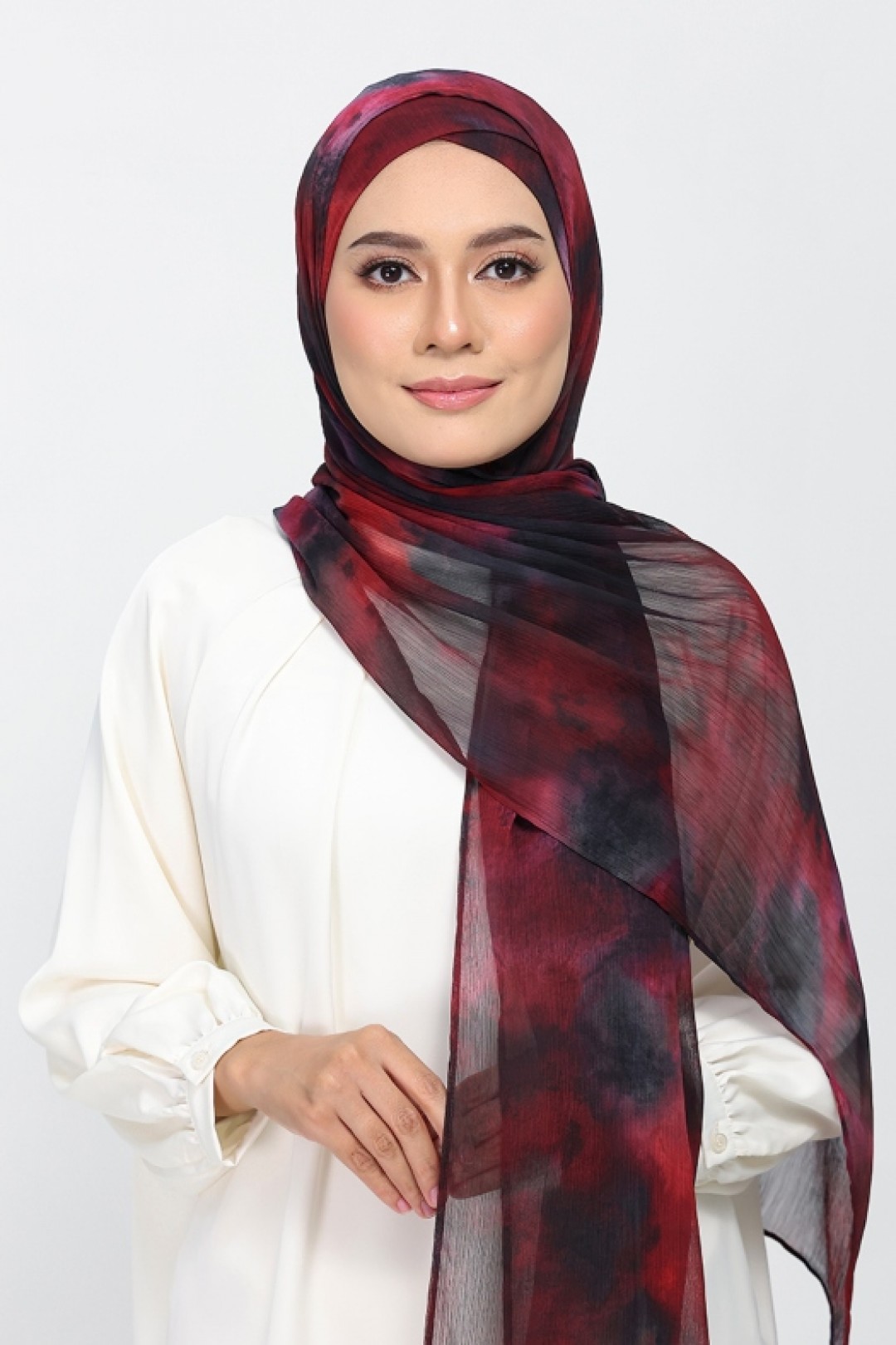 Burning Rose - Printed Plus Crinkled Chiffon