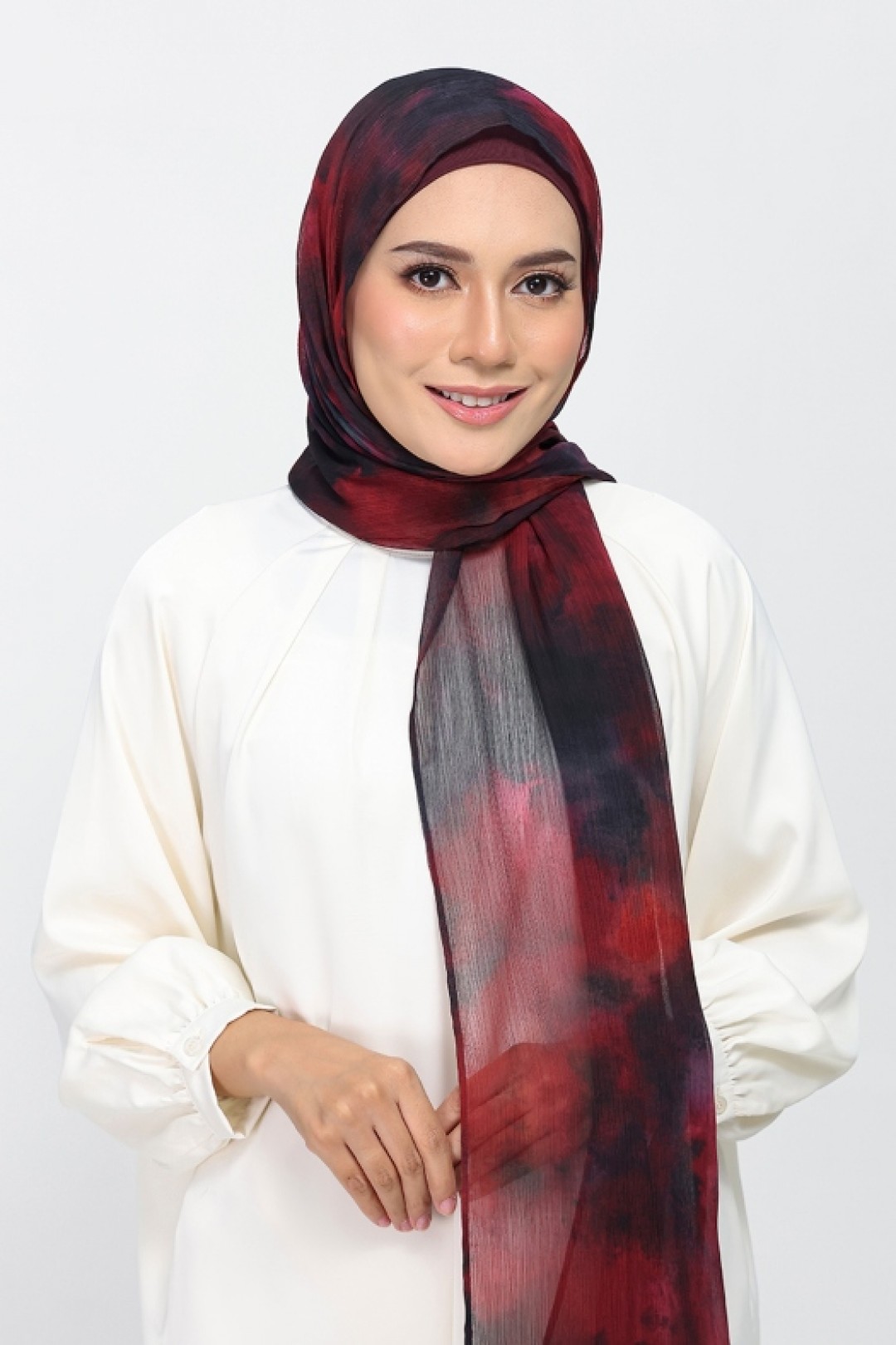 Burning Rose - Printed Plus Crinkled Chiffon