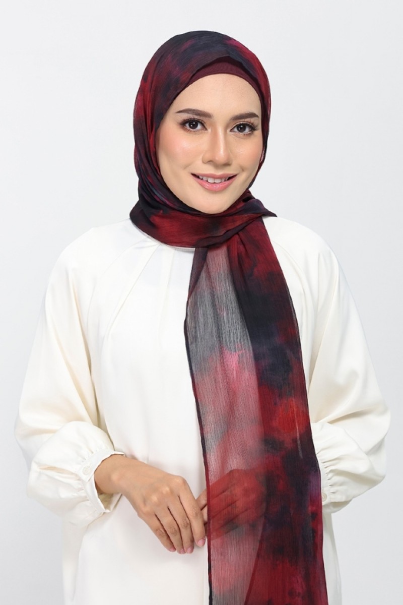 Burning Rose - Printed Plus Crinkled Chiffon