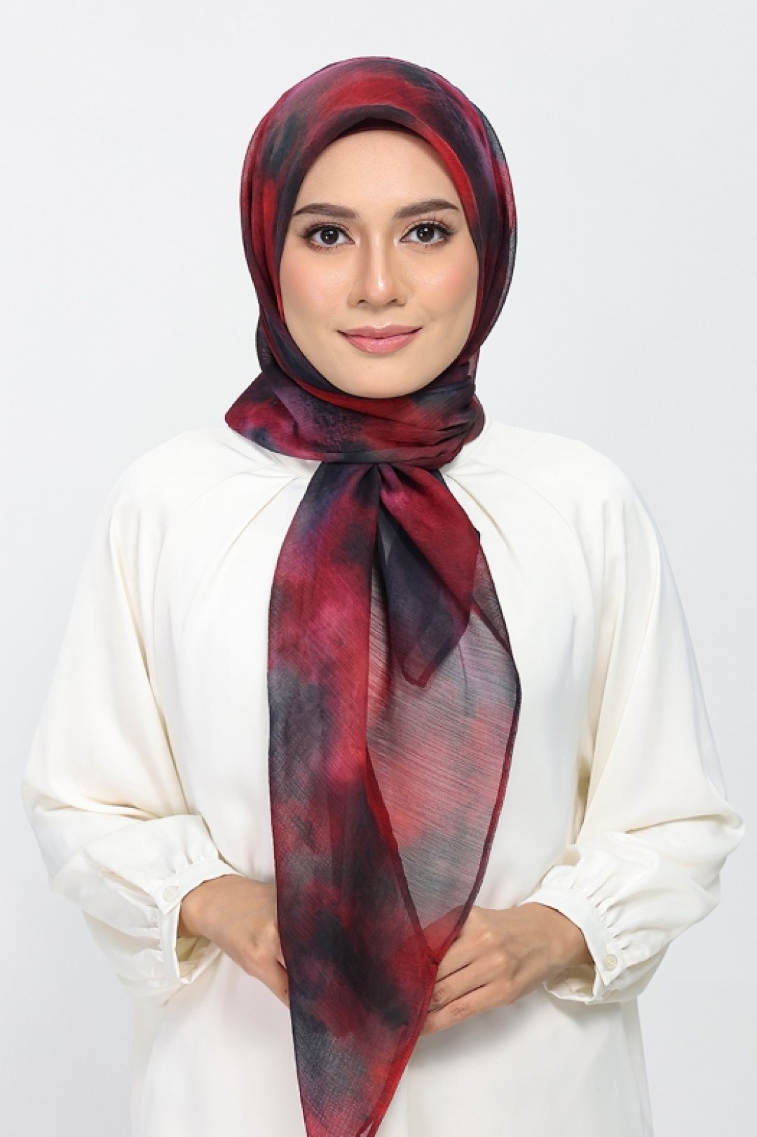 Burning Rose - Printed Plus Crinkled Chiffon