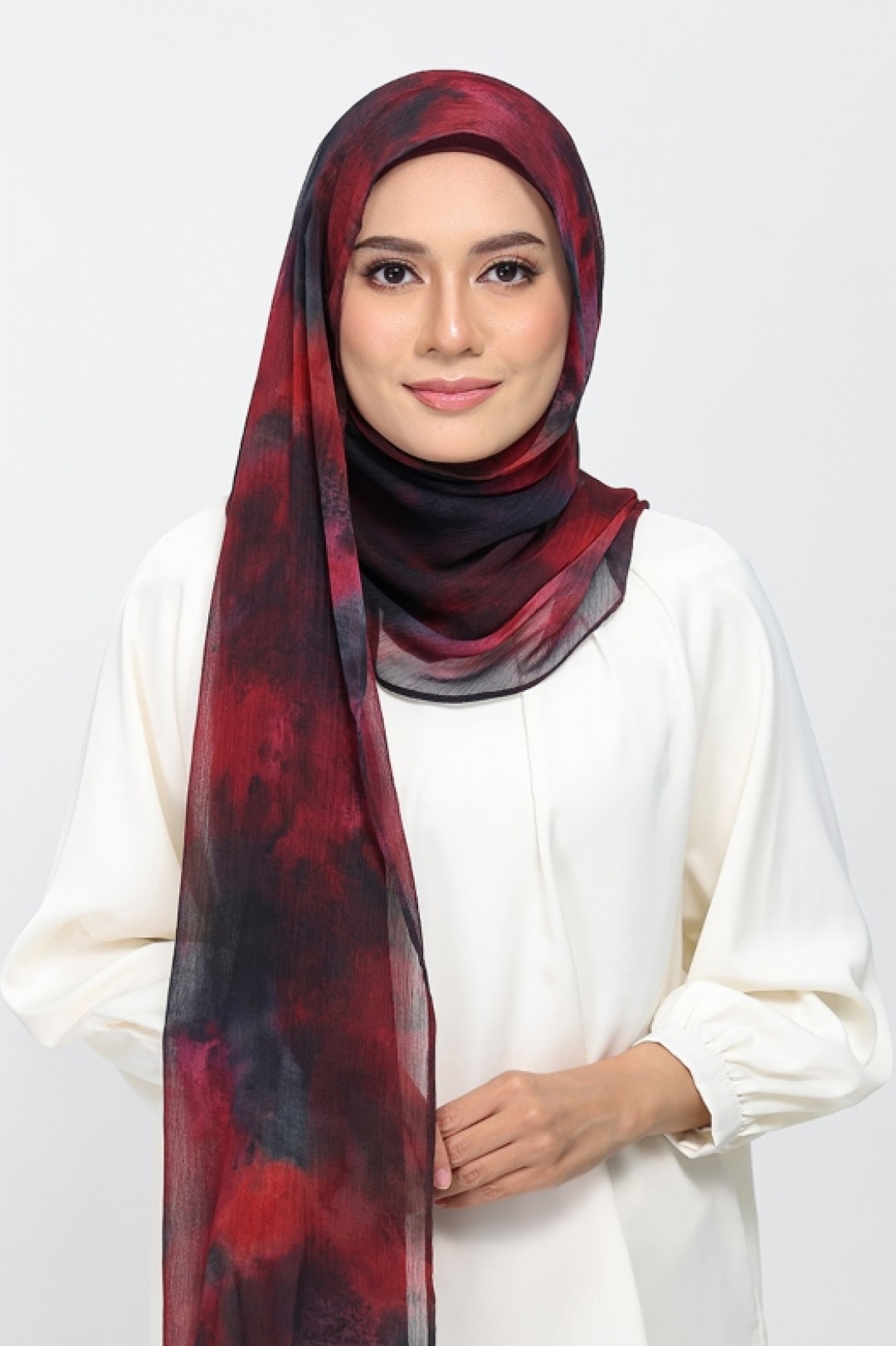 Burning Rose - Printed Plus Crinkled Chiffon