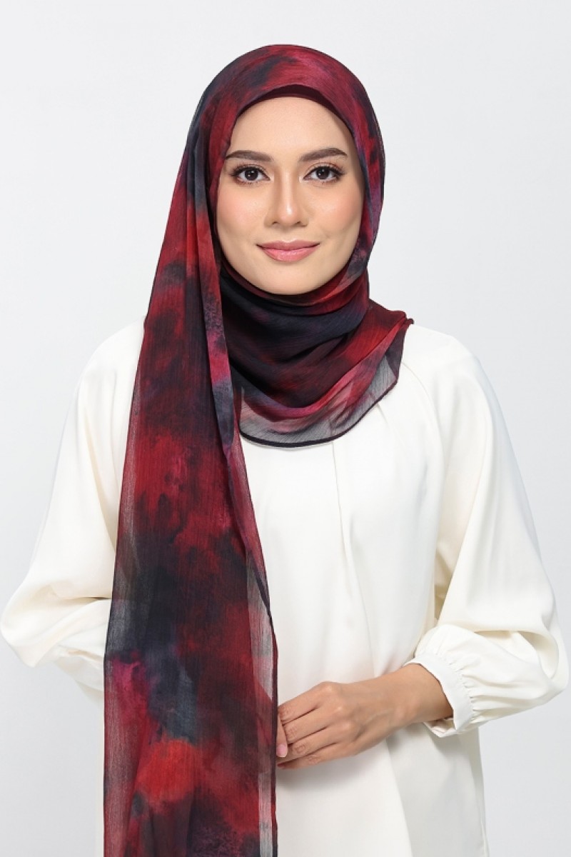 Burning Rose - Printed Plus Crinkled Chiffon