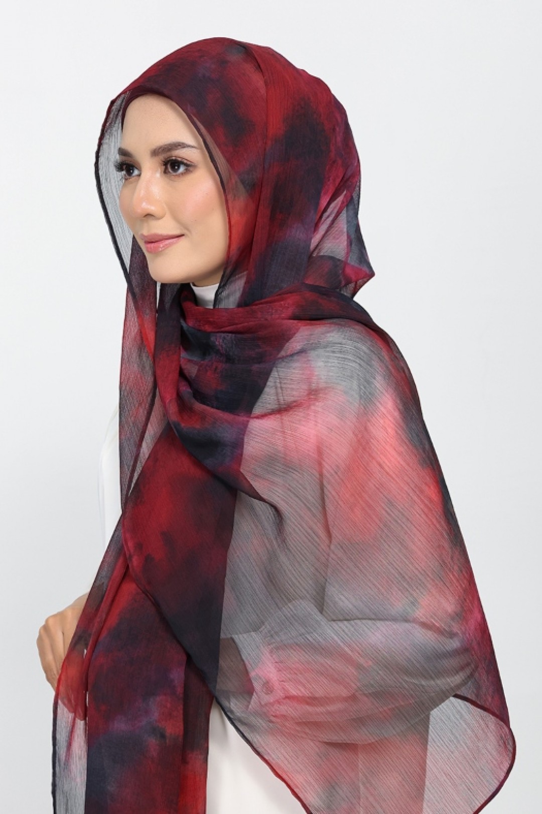 Burning Rose - Printed Plus Crinkled Chiffon