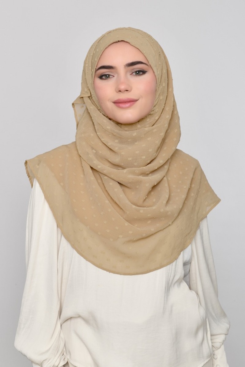 Camel - Plain Mosaic Butti Chiffon