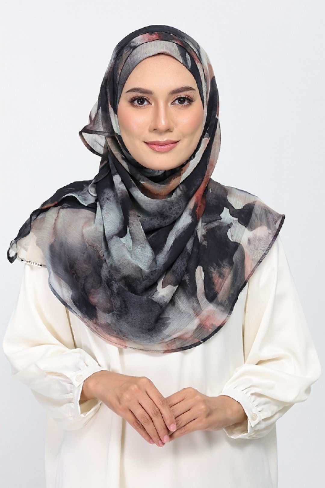 Candle Smoke - Printed Plus Crinkled Chiffon