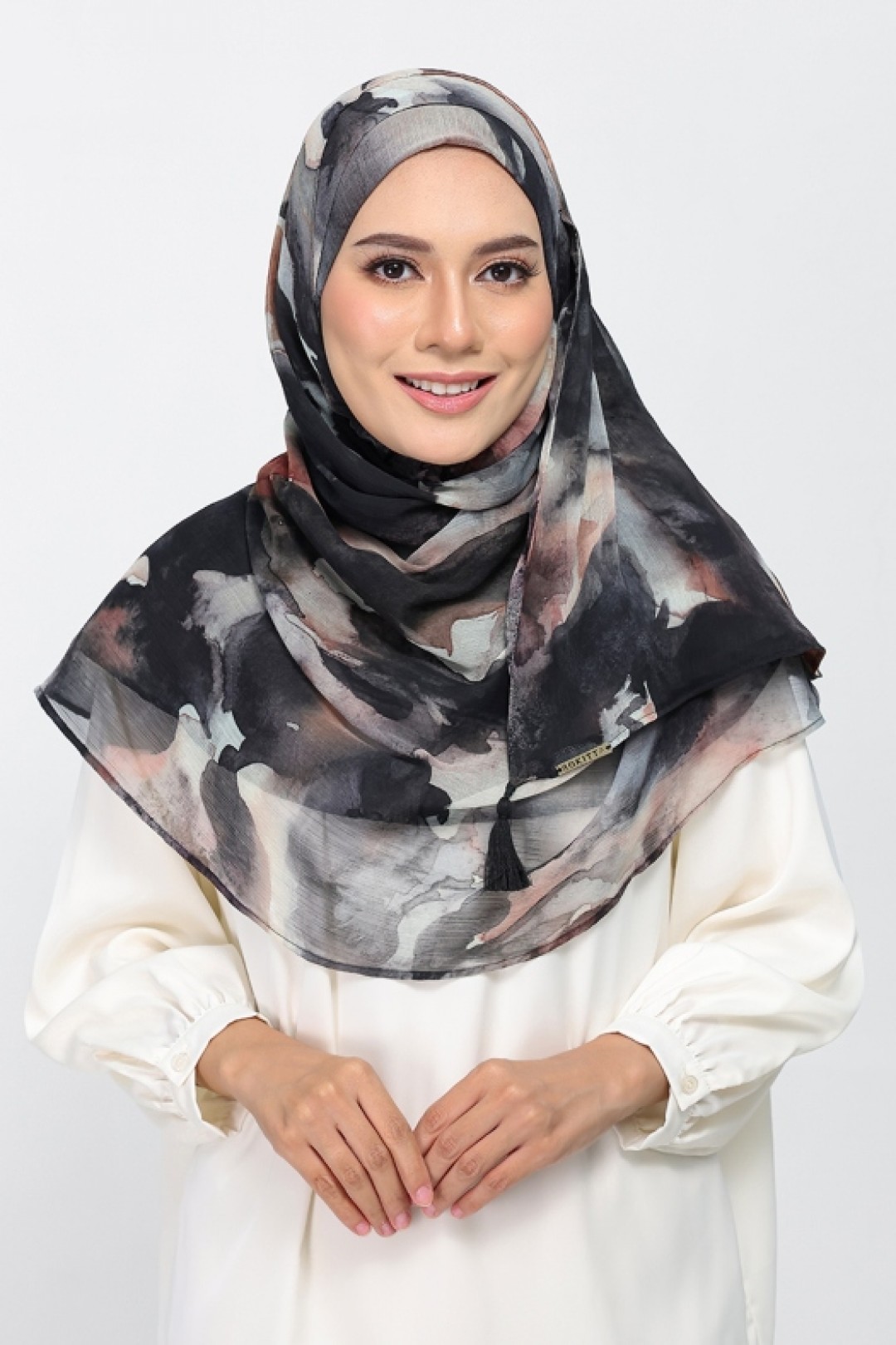 Candle Smoke - Printed Plus Crinkled Chiffon