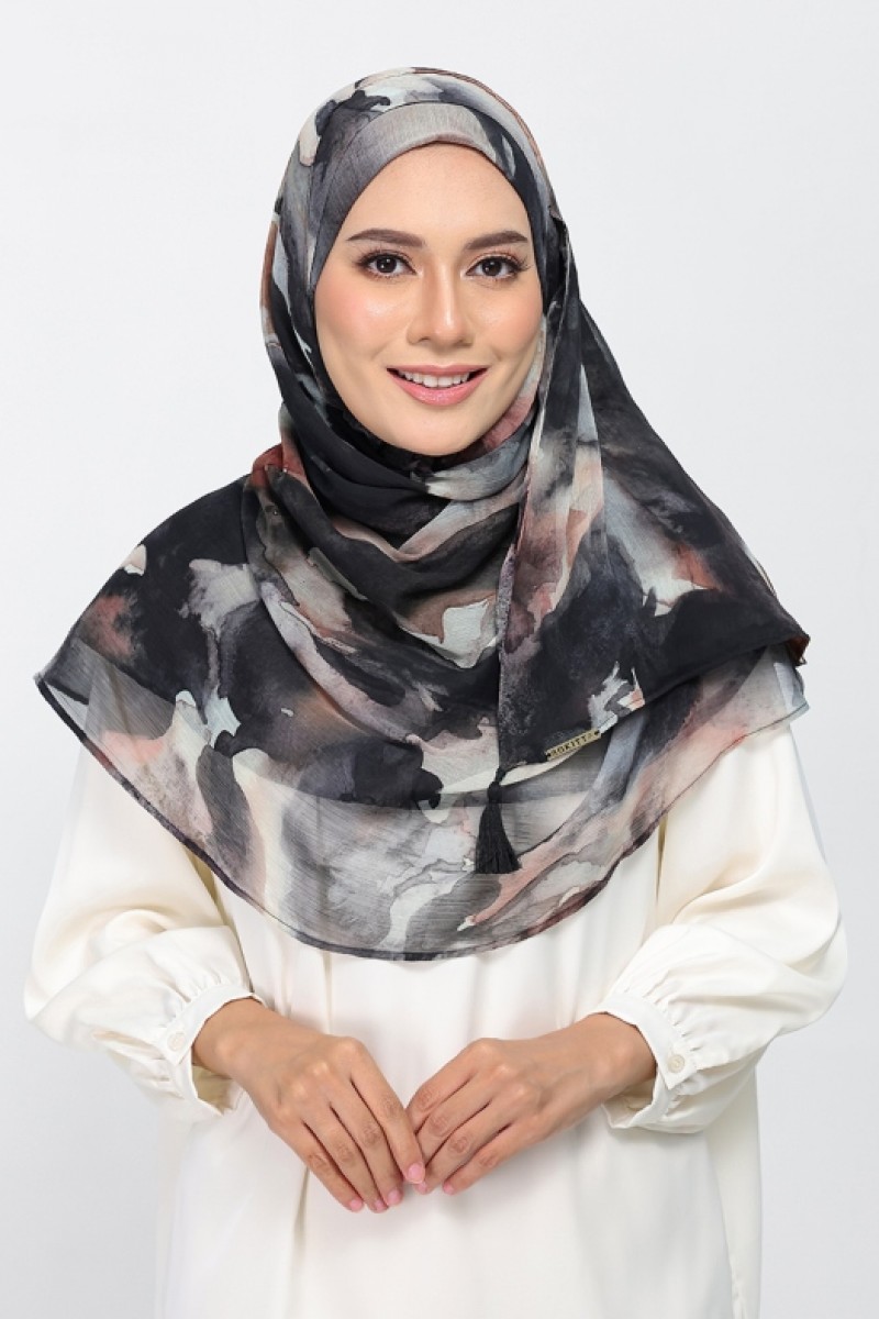 Candle Smoke - Printed Plus Crinkled Chiffon